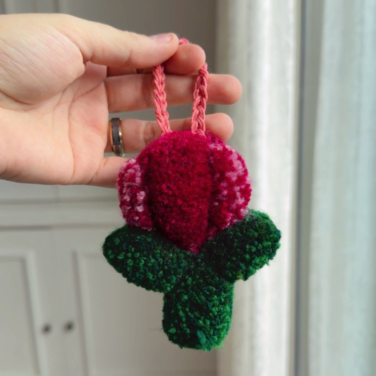 Moth and Flower Charms - Handmade Punch needle