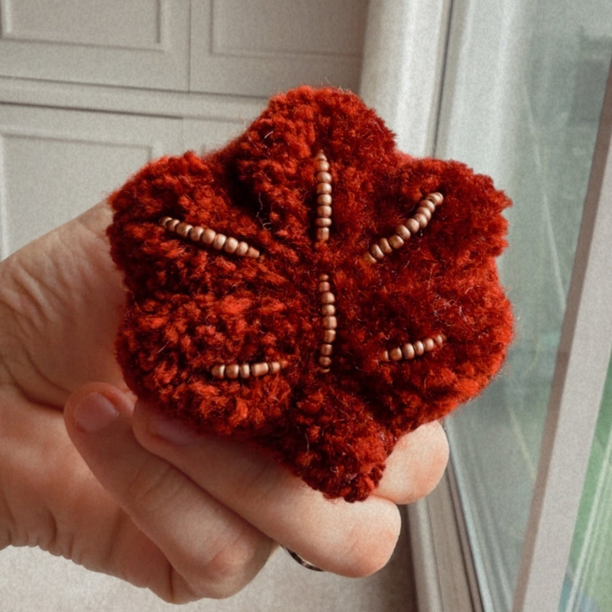 Moth Brooch - Handmade Textile Punch Needle