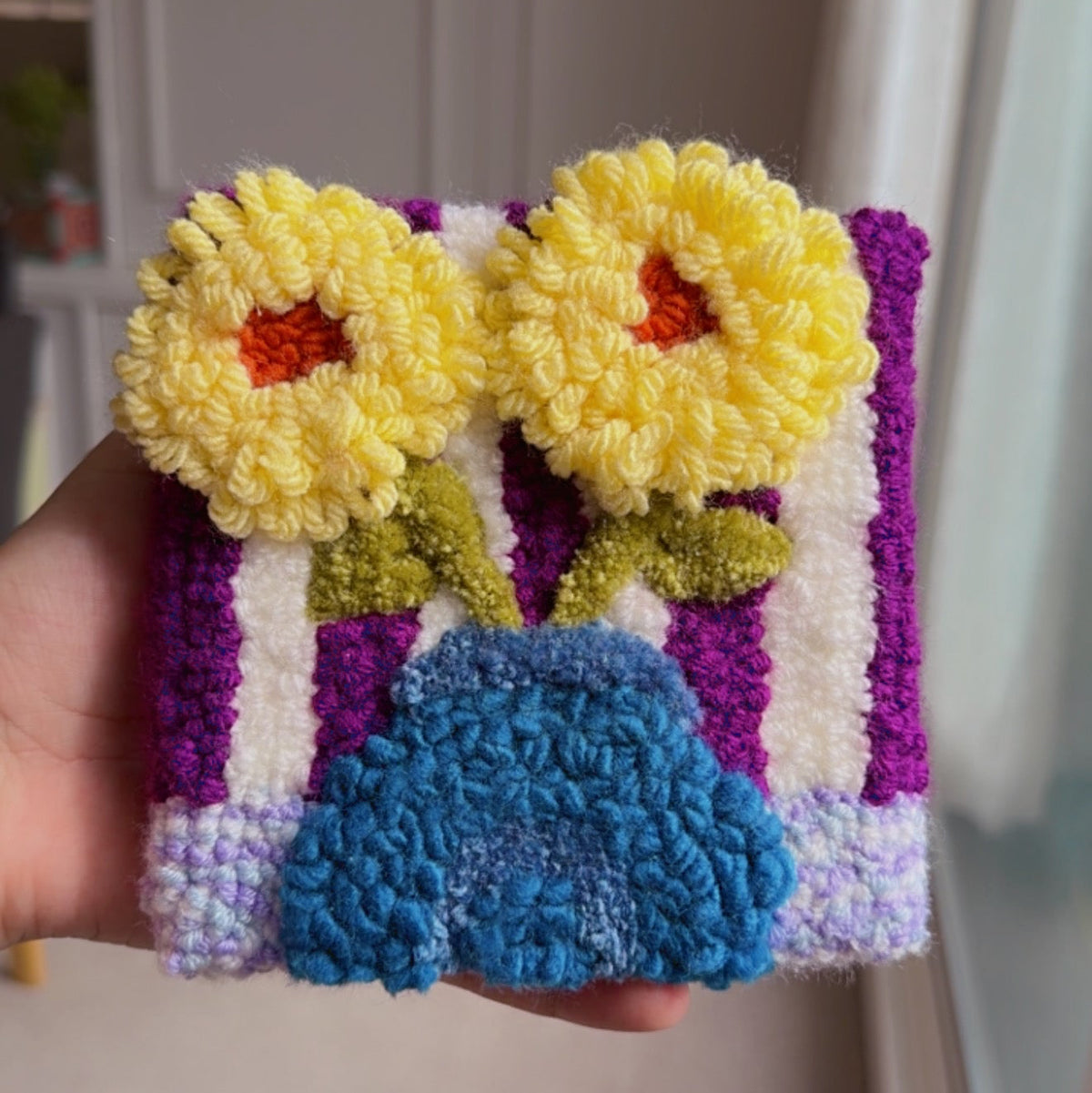 Mini Textile Art - Handcrafted punch Needle Wall Hanging
