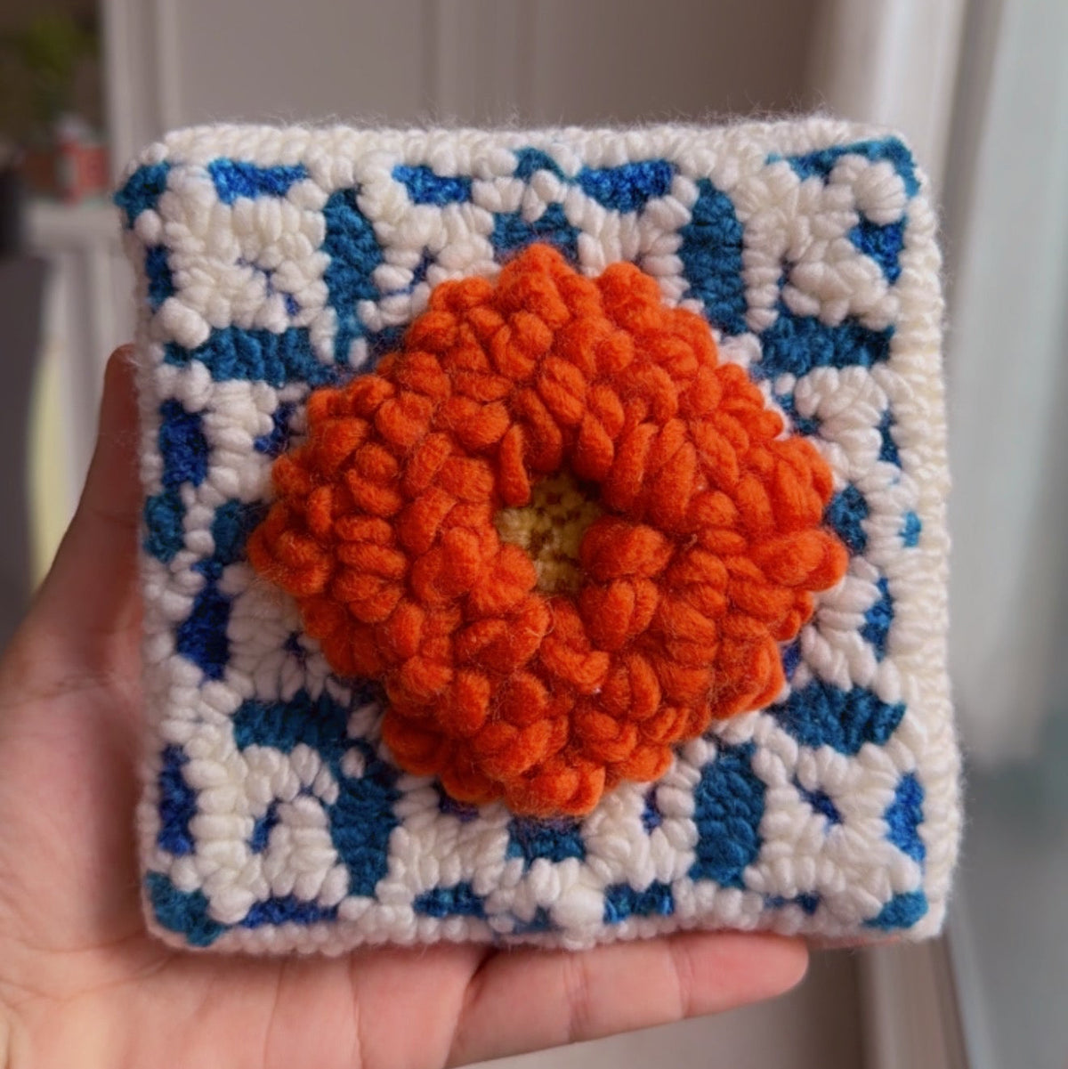 Mini Textile Art - Handcrafted punch Needle Wall Hanging
