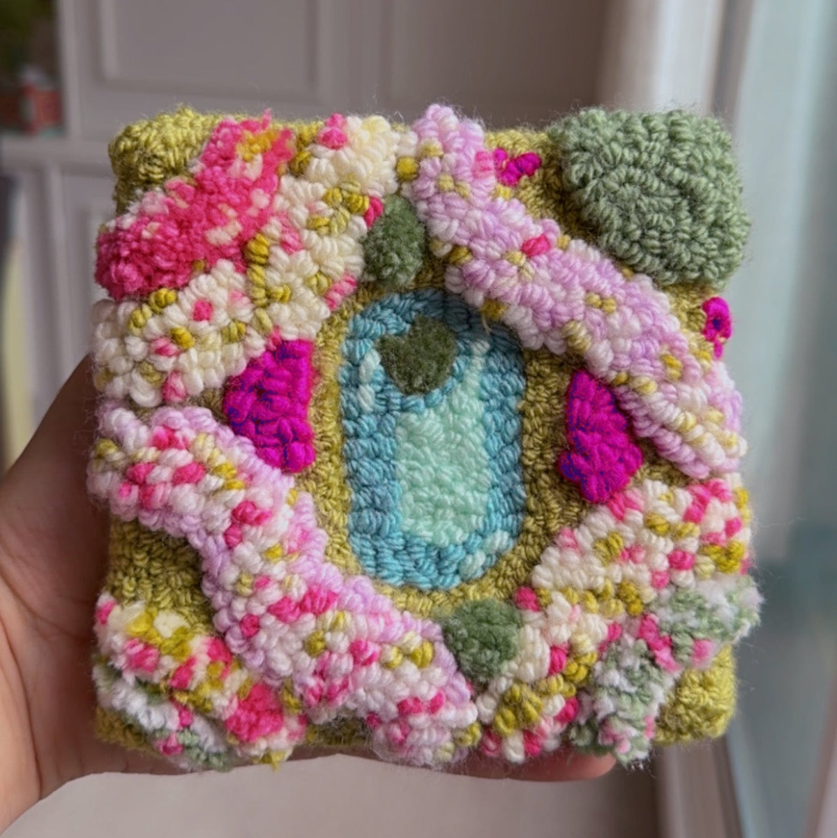 Mini Textile Art - Handcrafted punch Needle Wall Hanging