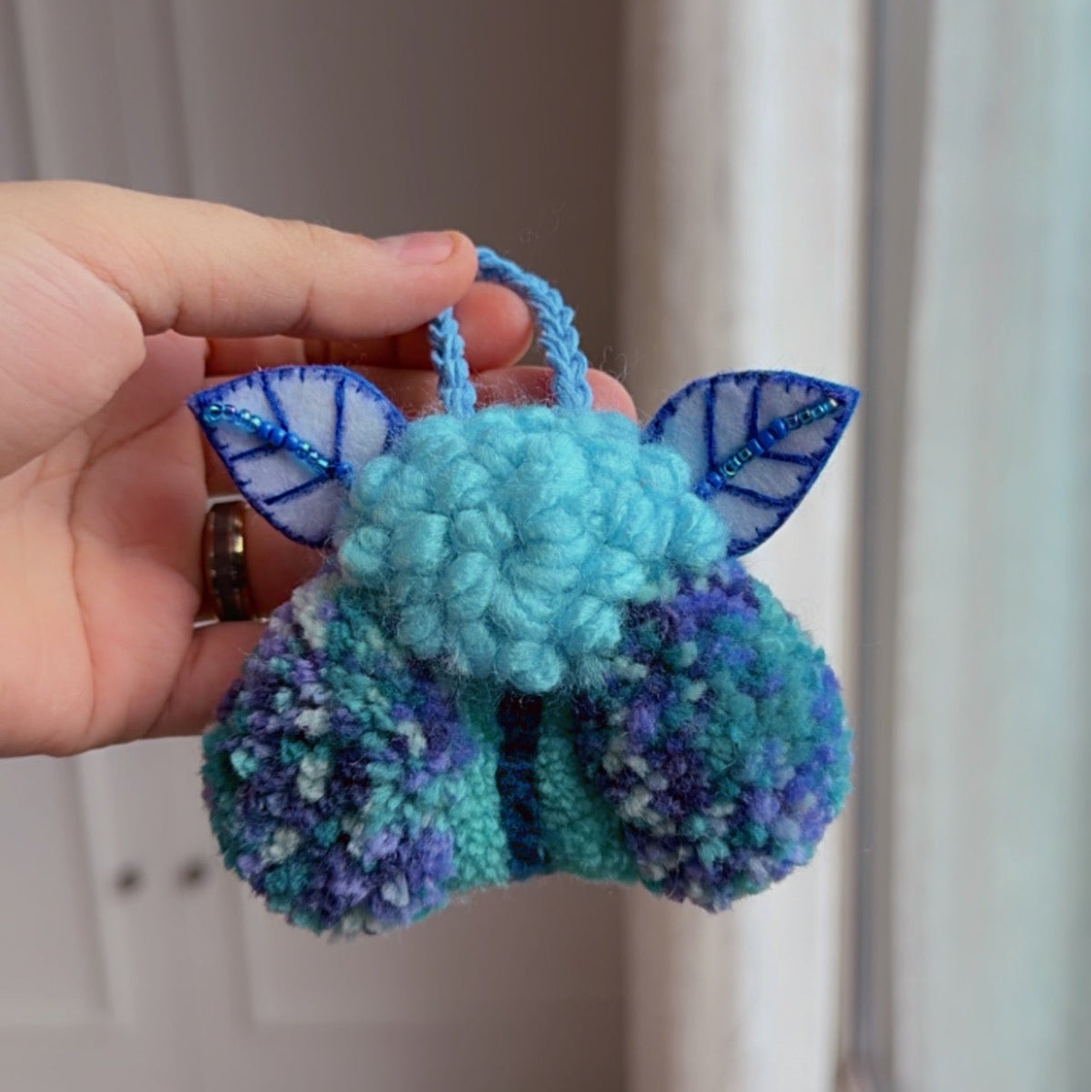 Moth and Flower Charms - Handmade Punch needle