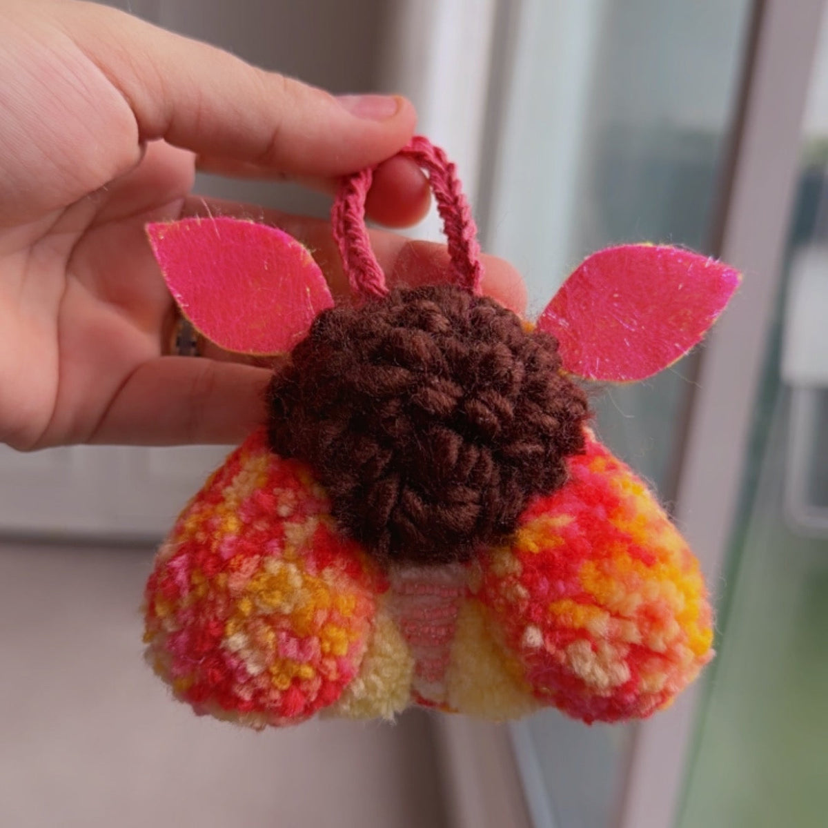 Moth and Flower Charms - Handmade Punch needle