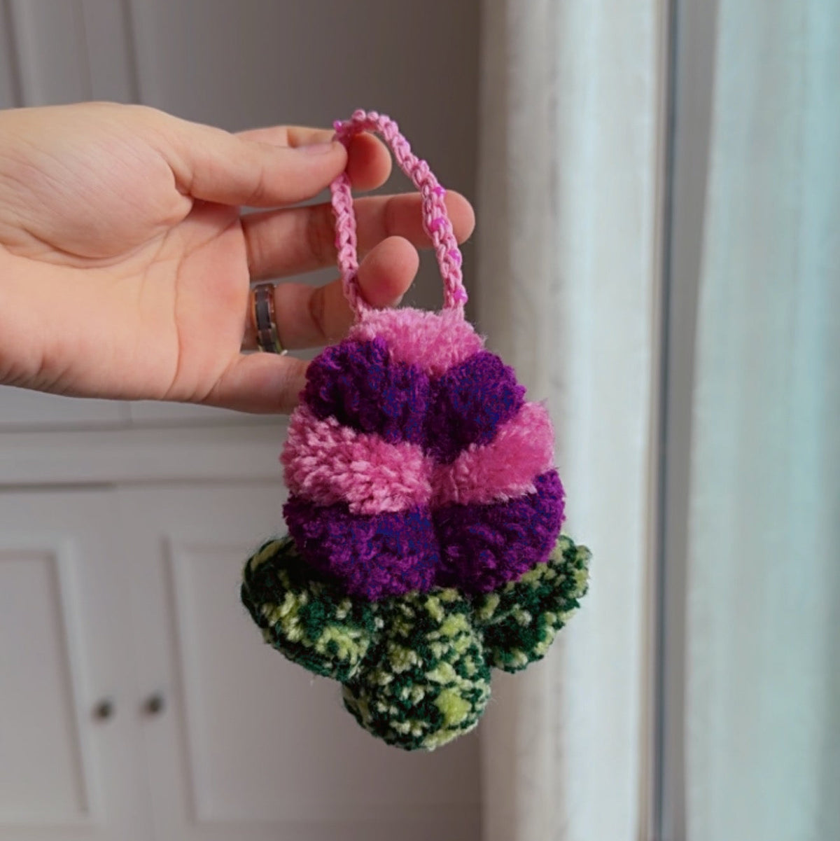 Moth and Flower Charms - Handmade Punch needle