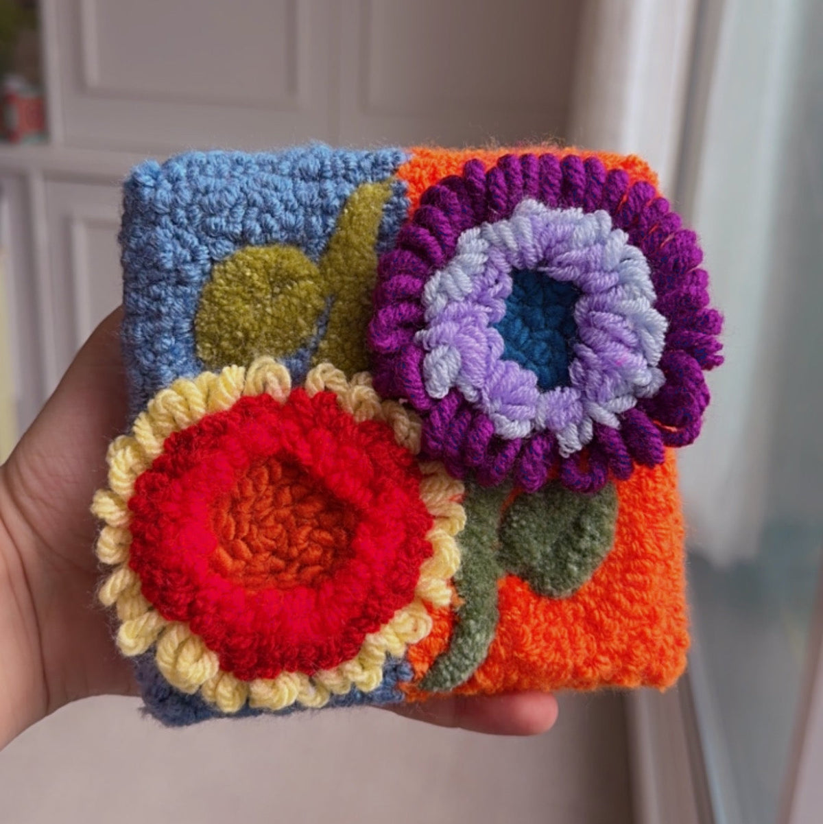 Mini Textile Art - Handcrafted punch Needle Wall Hanging