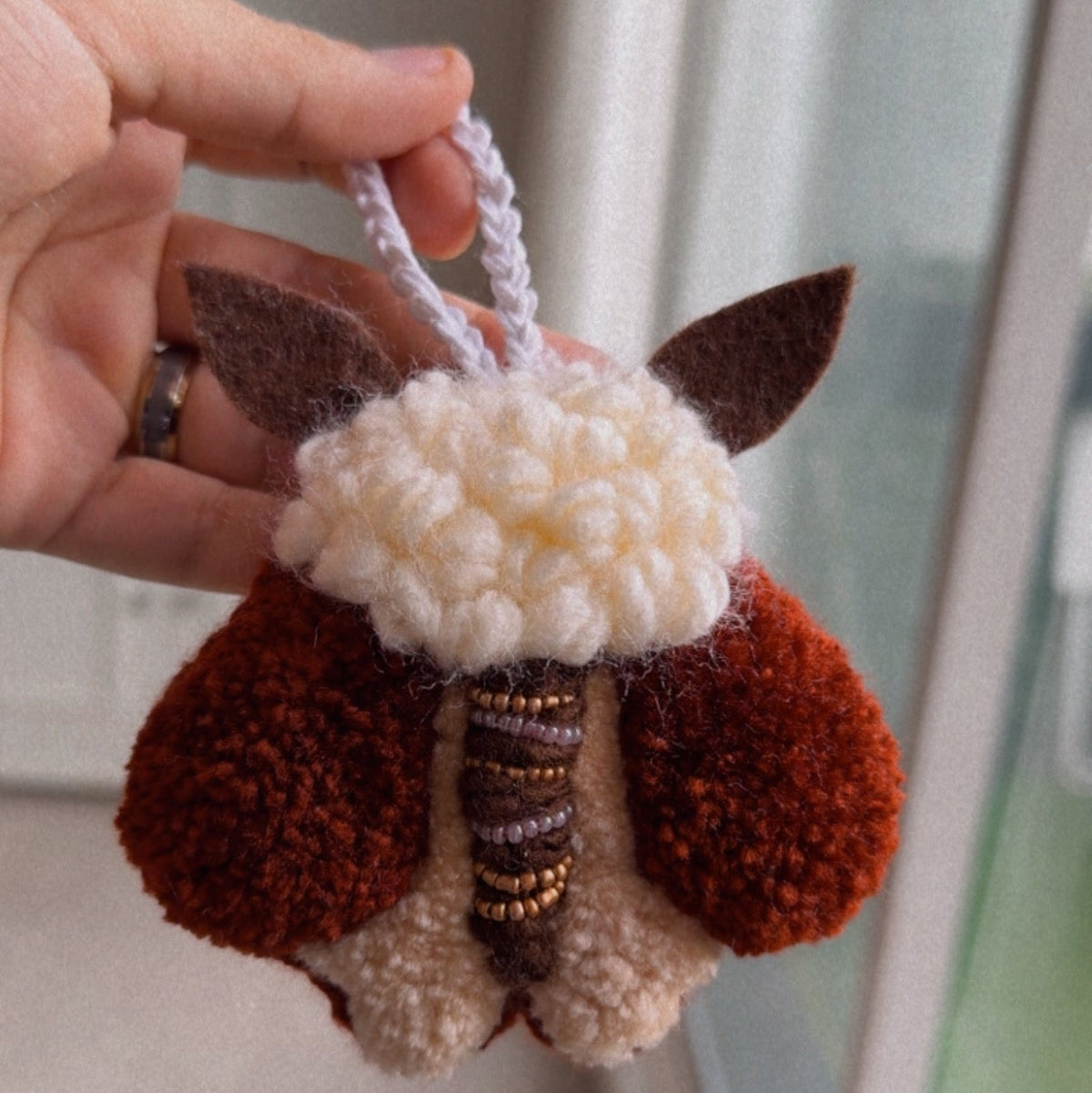 Moth and Flower Charms - Handmade Punch needle