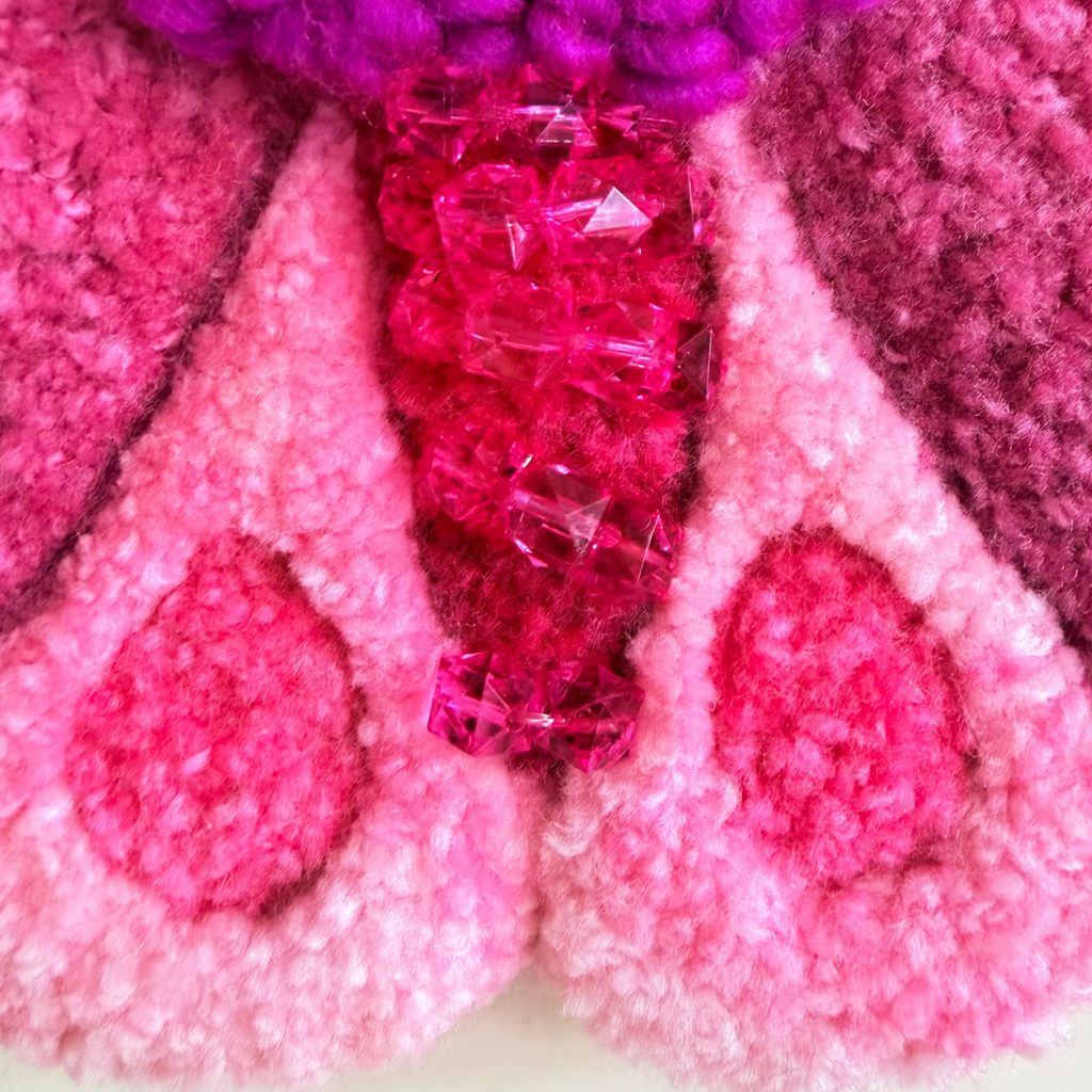 Velvet Bloom Moth - Handmade Textile Wall Hanging