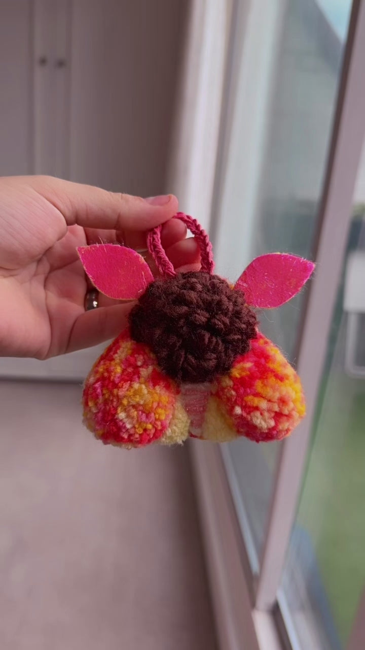 Moth and Flower Charms - Handmade Punch needle