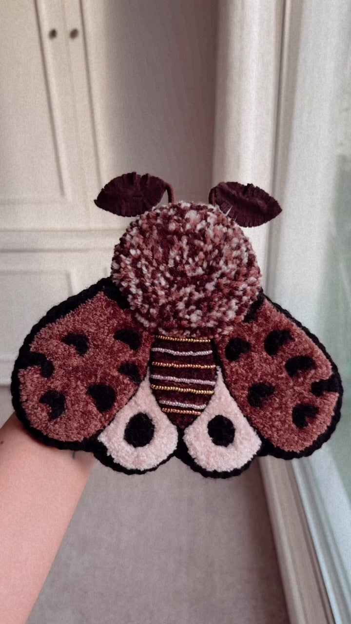 Cocoa Dust Moth - Handmade Textile Wall Hanging