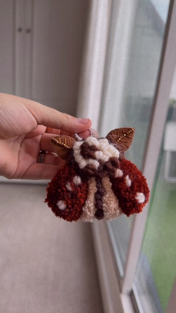 Moth and Flower Charms - Handmade Punch needle